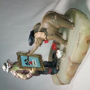 Vintage Ron Lee's World of Clowns Elephant Painting Clown Picture Signed Heavy